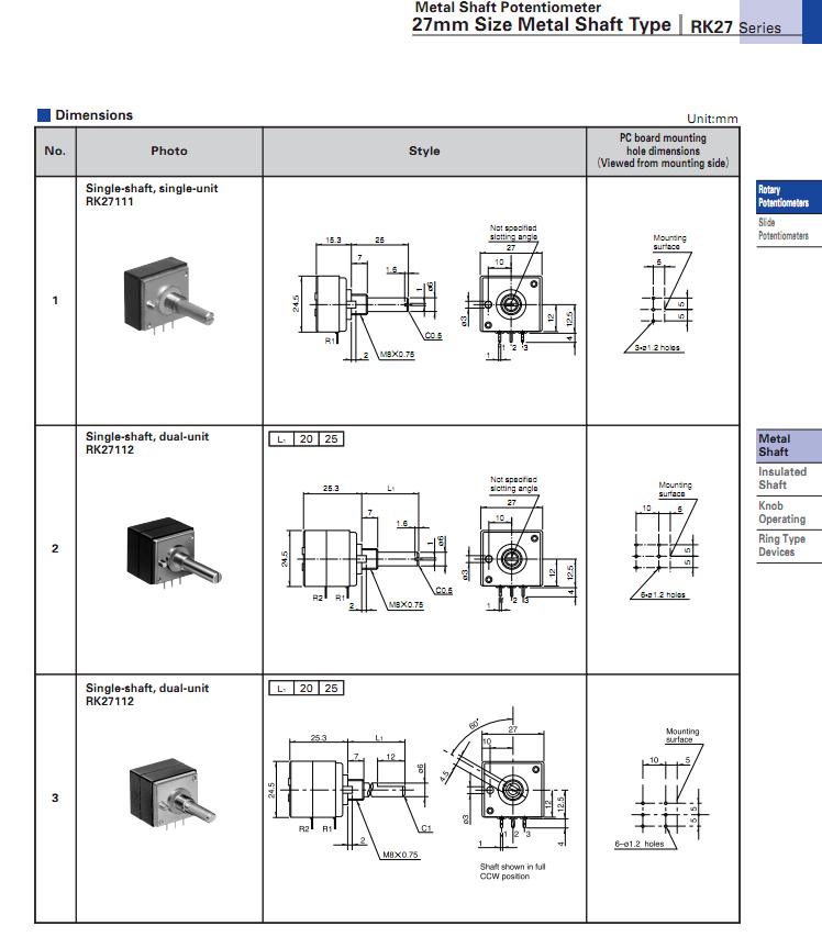 ALPS RK27 500K Ohm Potentiometer (Stereo)_Volume Control_Accessories